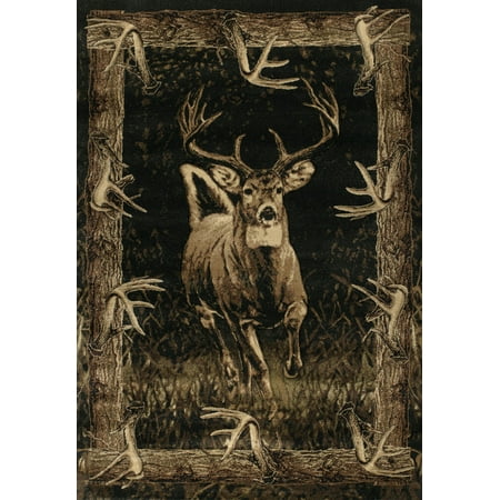 - United Weavers Contours Lodge Area Rugs - 512-27159 Southwestern Lodge Toffee Deer Antlers Border Wood Rug