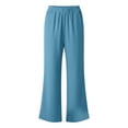 thumbnail image 5 of Guluxicc Women's Cotton Pants with Pockets Elastic Waist Long Wide Leg Trousers Summer Casual Outfits for Everyday Wear, 5 of 5