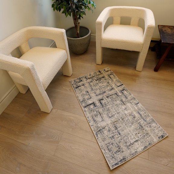 Rug Branch Modern Scandinavian Grey Beige Indoor Runner Rug - 2x13
