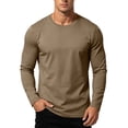 thumbnail image 3 of TKKCS Mens Cotton Long Sleeve T Shirt- Crew Neck Regular Fit Casual Wear Lightweight Base Layer Shirt Coffee Size 3XL, 3 of 7