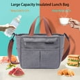 thumbnail image 3 of Vaupan Gray Shoulder Lunch Bag Reusable Portable Bento Handbag for Lady Large Capacity Lunch Tote Bag, Adjustable Single Shoulder Strap, Simple And Casual Suitable for School Outdoor Parks, 3 of 7