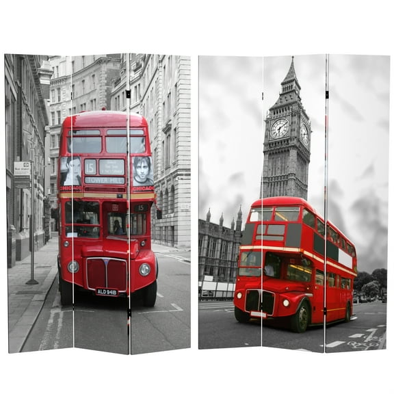Oriental Furniture 6 Ft Tall Double Decker Bus Room Divider, 3 panel