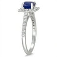 thumbnail image 2 of SZUL Women's Cushion Cut Sapphire and Diamond Halo Ring in 14K White Gold, 2 of 3