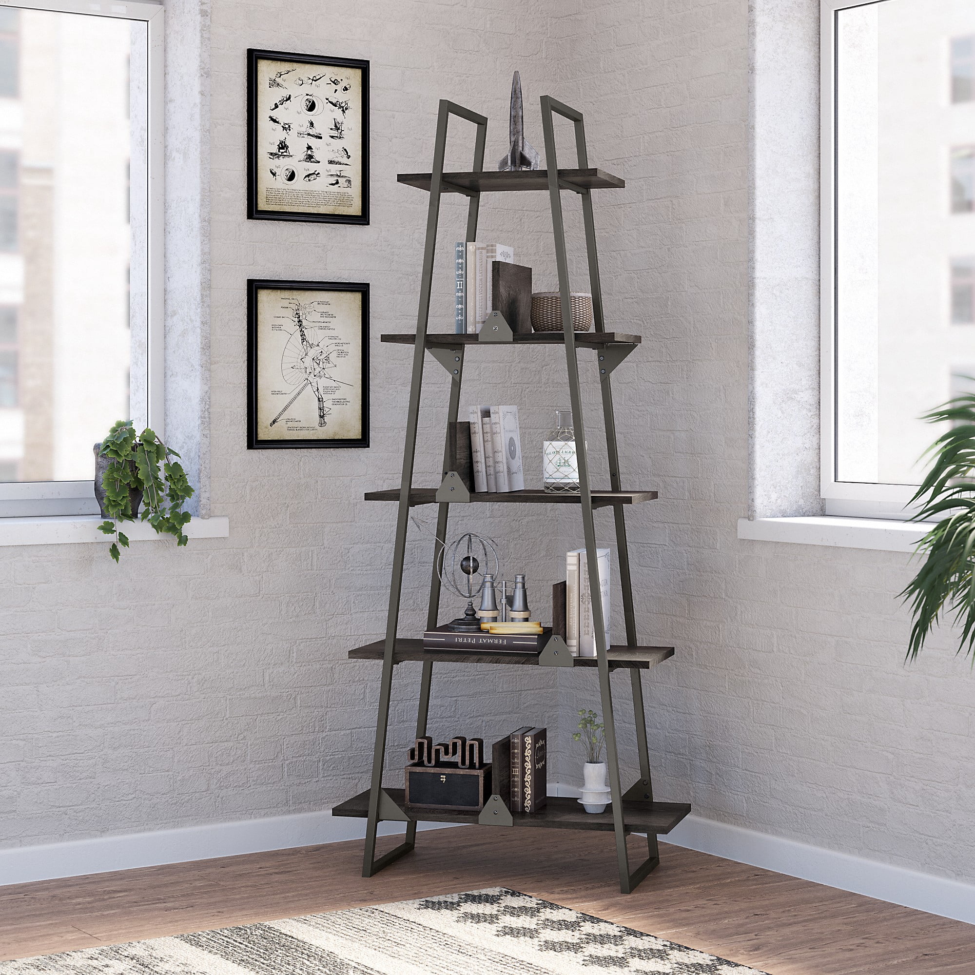 Bush Furniture Refinery AFrame Etagere Bookshelf