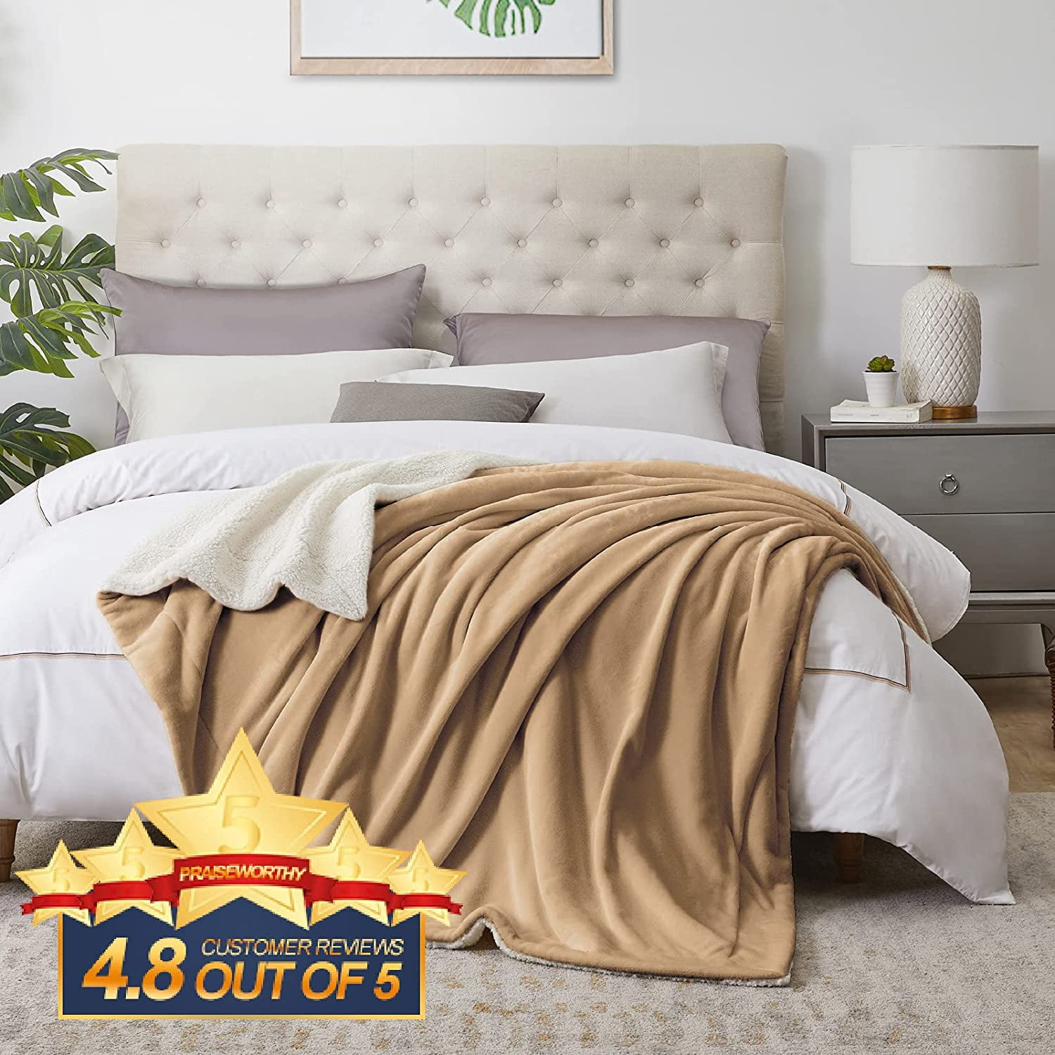 Sherpa Fleece Blanket King Size 108 x90 Taupe Plush Throw Fuzzy Super Soft Reversible Microfiber Flannel Blankets for Couch Bed Sofa Ultra Luxurious Warm and Cozy for All Seasons Walmart