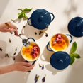 thumbnail image 4 of Mini Cocotte Ceramica KooK Set de 4 Cazuelas con Tapa 12oz Gres para Horno, 4 of 5