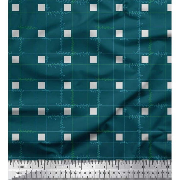 Soimoi Poly Georgette Fabric Zig Zag & Check Geometric Decor Fabric Printed Yard 52 Inch Wide