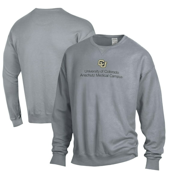 Men's ComfortWash Gray Colorado Anschutz Medical Campus Garment Dyed Fleece Crewneck Pullover Sweatshirt