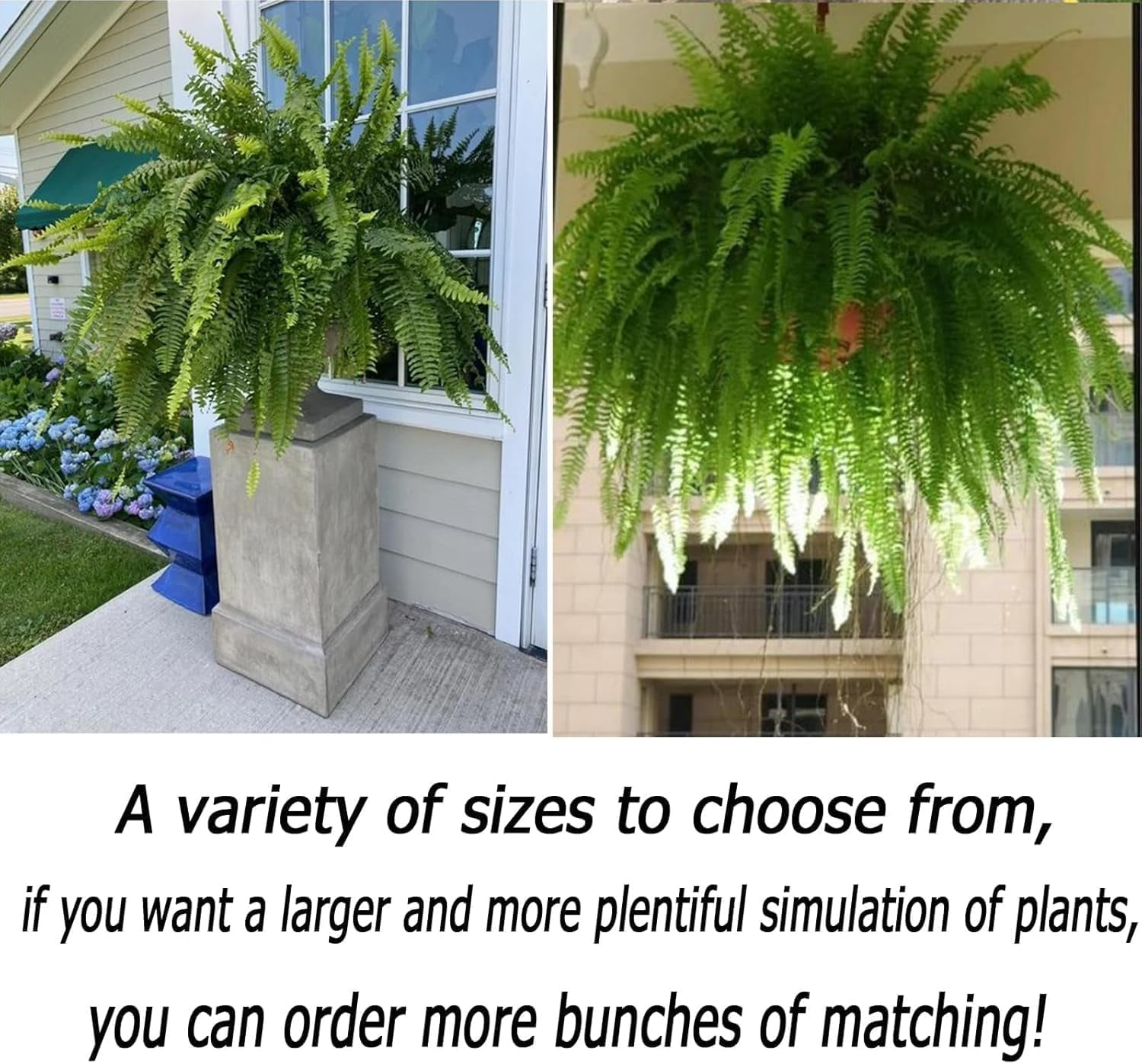 UV Resistant Lifelike Artificial Boston Fern - 2025 New Faux Boston Ferns Outdoor Planter Large, Artificial Plants for Outdoor, Artificial Ferns for Outdoors Planter (1, 88-leaf Boston Fern)