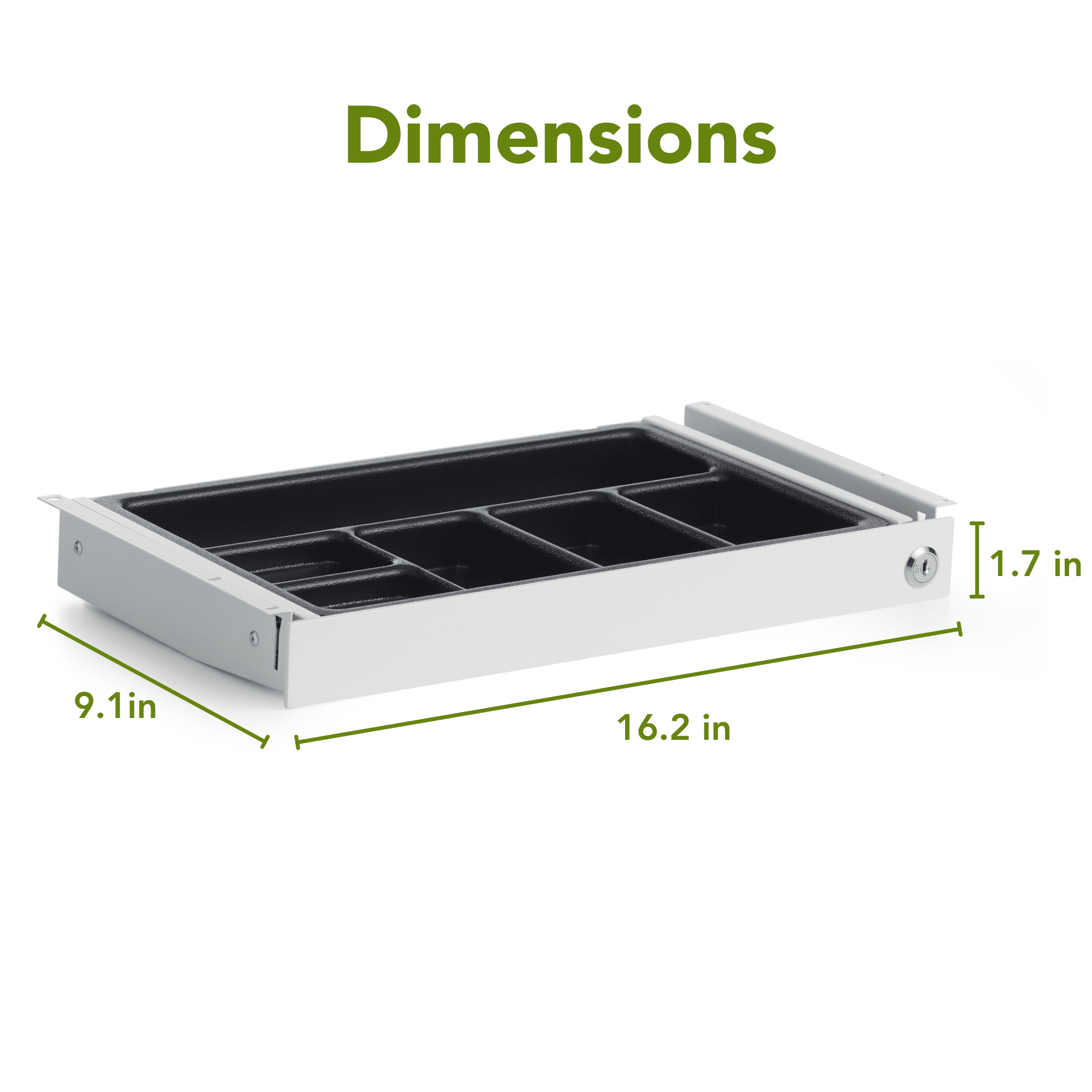 PERFECT POSTURE max under desk storage drawer with lock, large 16.2" x 9.3" (White)