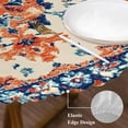 thumbnail image 5 of Orange Blue Ethnic Fitted Tablecloth with Elastic Edged, Round Table Cloth for Dining Table, Boho Vintage Geometric Art Waterproof Oil Proof Table Cover for Indoor Outdoor 55"-60", 5 of 9