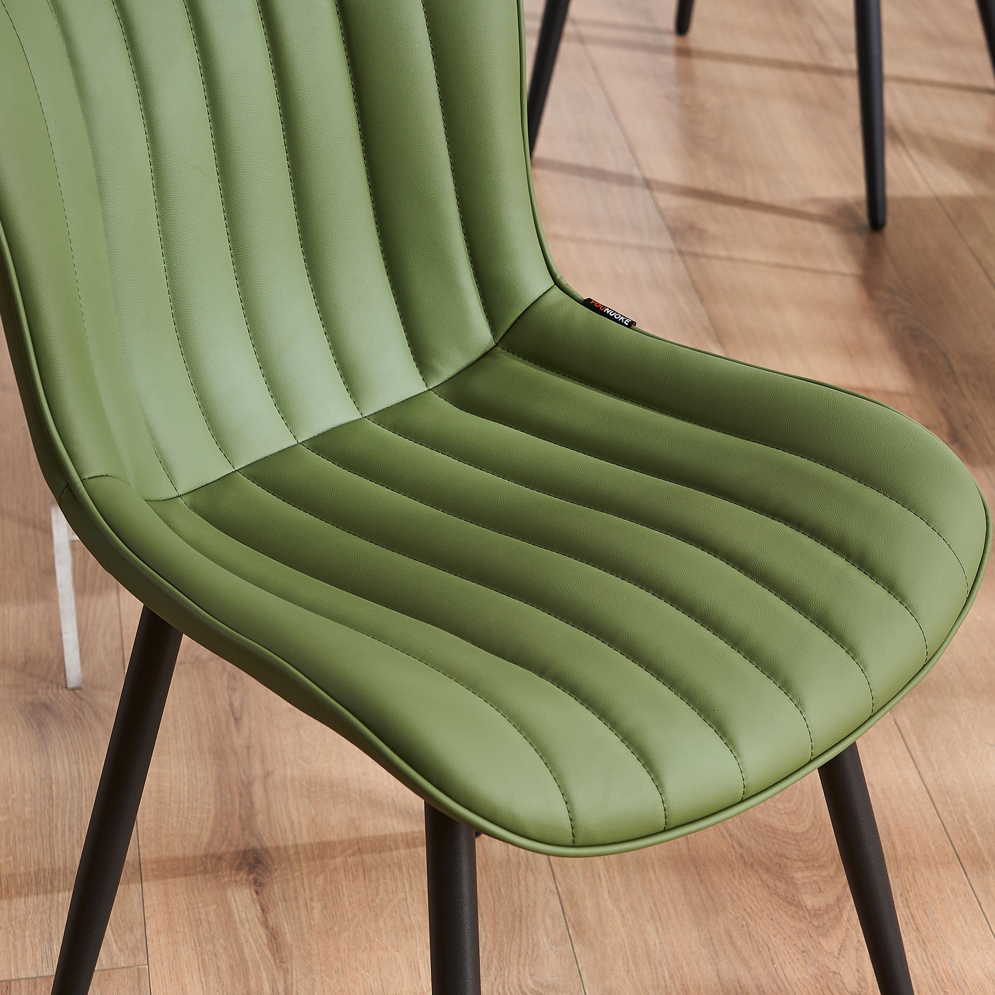 YOUNIKE Soft Dining Chair Set of 2 Faux Leather Upholstered Wide Back Kitchen Chair, Green