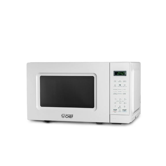 Micro-ondes de comptoir Commercial Chef de 0,7 pi³ avec affichage numérique, blanc Micro-ondes avec 10 niveaux de puissance
