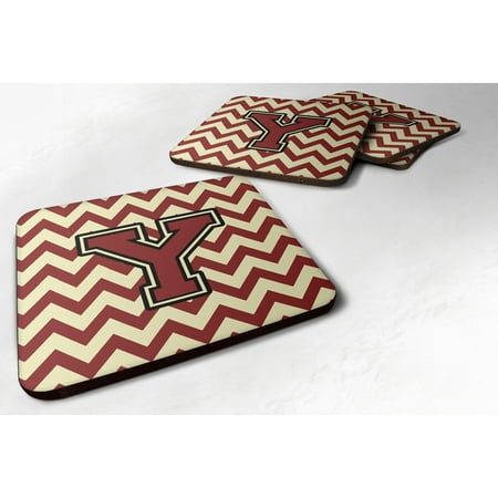 

Carolines Treasures CJ1061-YFC Letter Y Chevron Maroon and Gold Foam Coaster Set of 4 3 1/2 x 3 1/2 multicolor