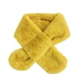 thumbnail image 2 of Naierhg Winter Scarf Solid Color Wide Korean Style Kids Scarf Autumn Winter Double-sided Imitation Rabbit Fur Cross Collar Scarf Yellow, 2 of 8