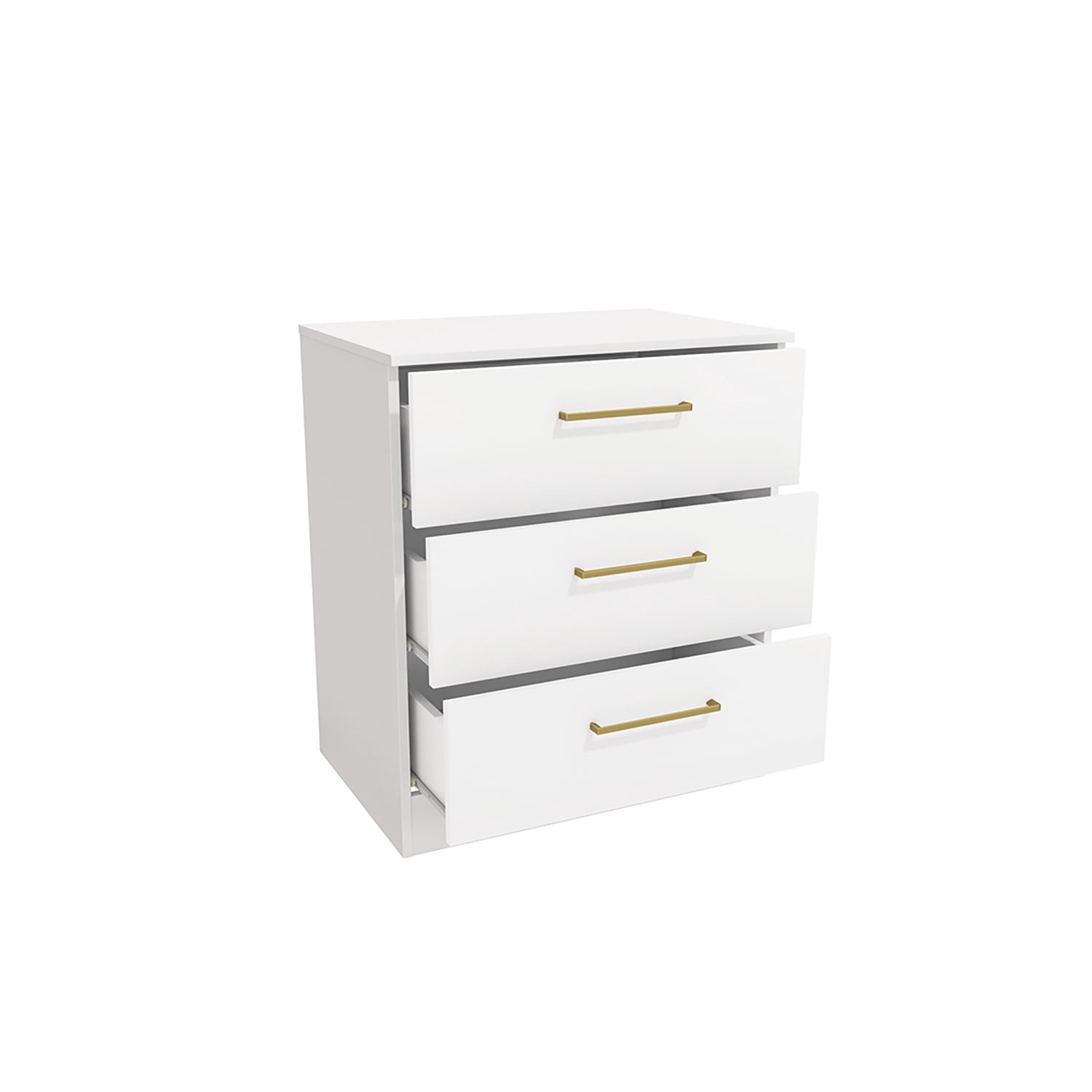 Kappesberg Jolyne 3-Drawer Vertical Dresser with Gold Hanldes White – Modern Bedroom Storage for Adults and Teens
