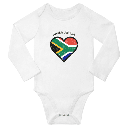 

South Africa Flag Heart Love Baby Long Sleeve Clothing Bodysuits (White 18 Months)