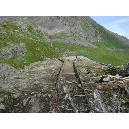 Canvas Print Rail Train Gold Mine Mountains Tracks Alaska Stretched Canvas 32 x (Best Place To Mine Gold Rs)