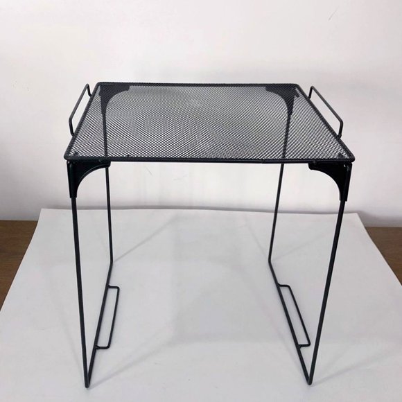KEINXS Metal Locker Shelf Foldable Storage Rack Mesh Iron Shelf Organizer Stackable Storage Shelf For Home And Gym Bathroom Locker Organization Black