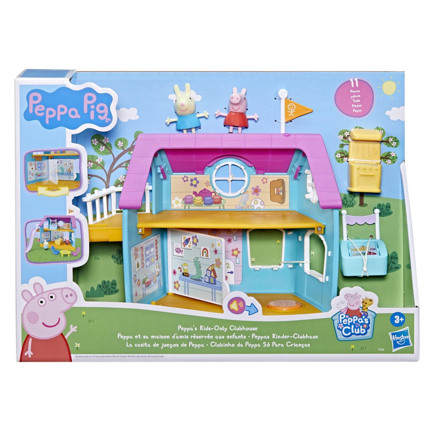 Peppa Pig Peppa’s Club Peppa’s Kids-Only Clubhouse Playset Preschool Toy; Sound Effects; Includes 2 Figures, 7 Accessories; Ages 3 and Up