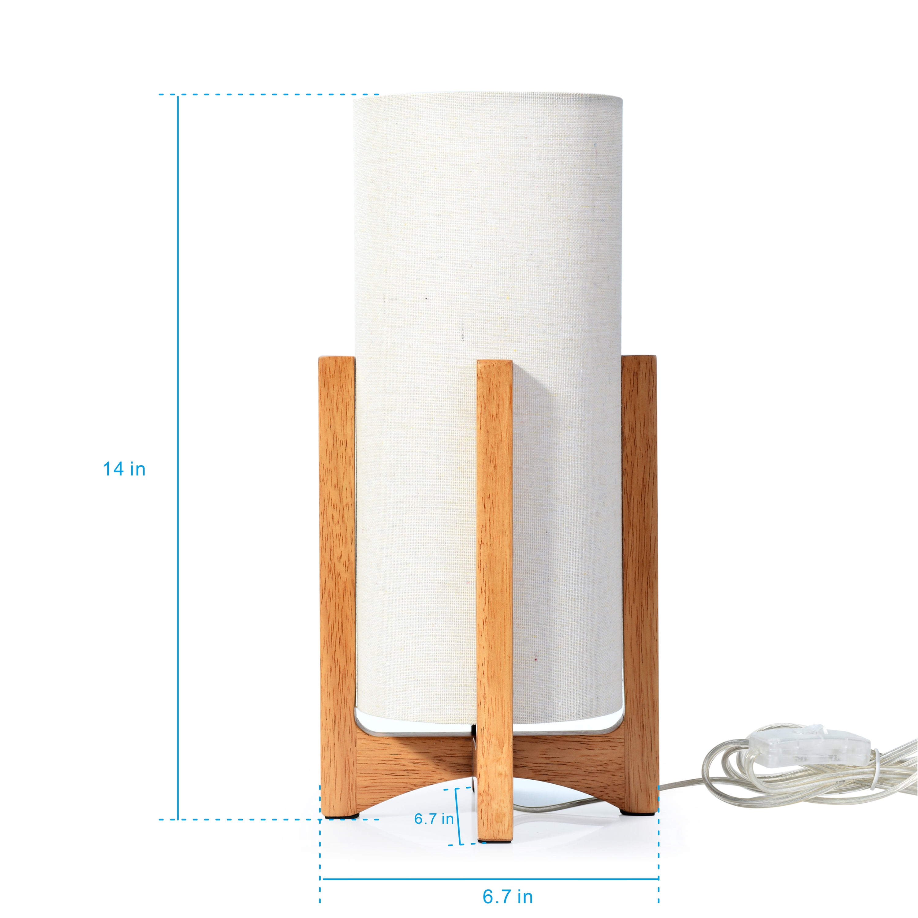 Better Homes & Gardens 14-Inch Natural Wood Uplight Table Lamp with Linen Shade