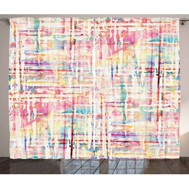 Ambesonne Watercolor Curtains 2 Panel Set, Scattered Colors Art, 108" x 90", Multicolor