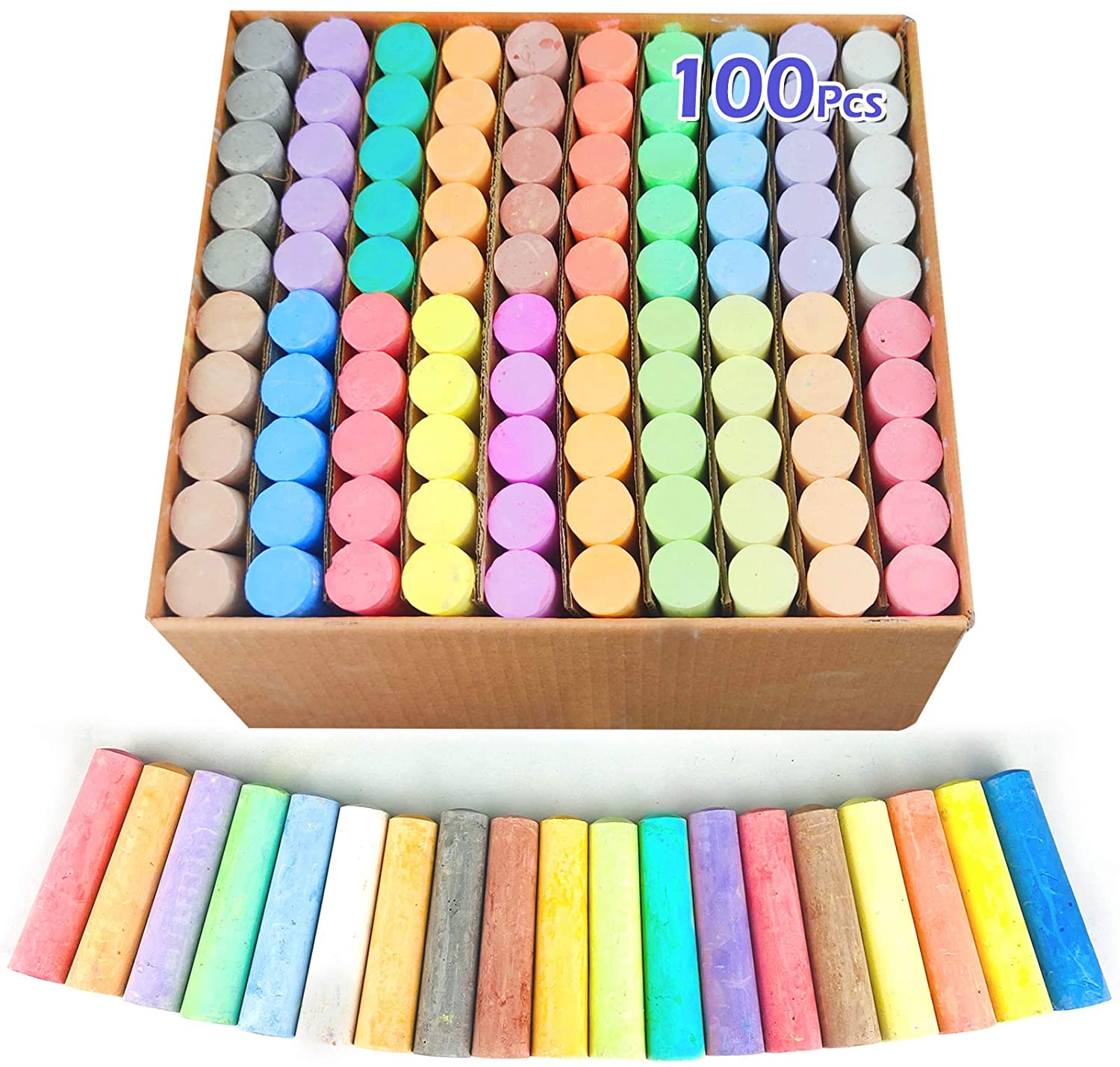 Sidewalk Chalks Set 100 Pack 20 Colors Jumbo Chalk For Outdoor School Sidewalk Chalks Set 100 Pack 20 Colors Jumbo Chalk For Outdoor School