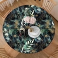 thumbnail image 2 of Round Tablecloth Fitted Elastic Edge Patio Table Covers Wrinkle Resistant Polyester Table Cloth for Picnic Camping Indoor and Outdoor，Boho Tropical Leaves 36"-44", 2 of 4