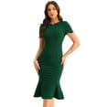 thumbnail image 1 of Vestido de trabajo vintage Allegra K Vestidos ajustados de sirena manga corta Verde XS, 1 of 5