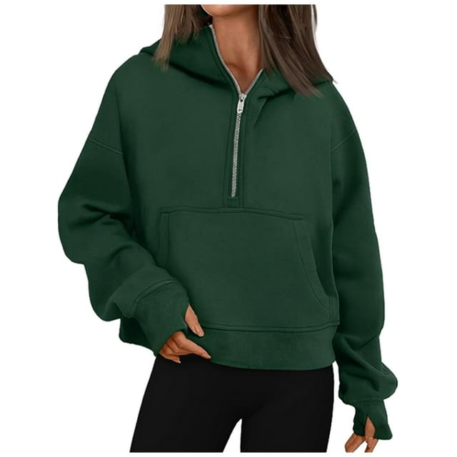 WEAIXIMIUNG Sweat à Capuche Zippé pour Femmes Grande Taille Mode Décontractée à Manches Longues Couleur Unie