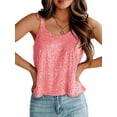 thumbnail image 4 of Lamuusaa Women's Shine Sequin Tank Tops, Sleeveless Scoop Neck Glitter Backless Crop Vest T-Shirts, 4 of 6