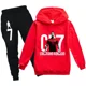 thumbnail image 4 of Ropa para niños Sudadera con capucha y pantalones Traje para niño de 3 a 12 años Sudadera de primavera y otoño Chándal de fútbol CR7 Traje deportivo para vacaciones para niños, 4 of 5
