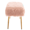 thumbnail image 3 of Impressions Vanity Layla Vanity Bench with Cushioned Seat, Ottoman Stool for Bedroom(Pink Faux Fur), 3 of 4