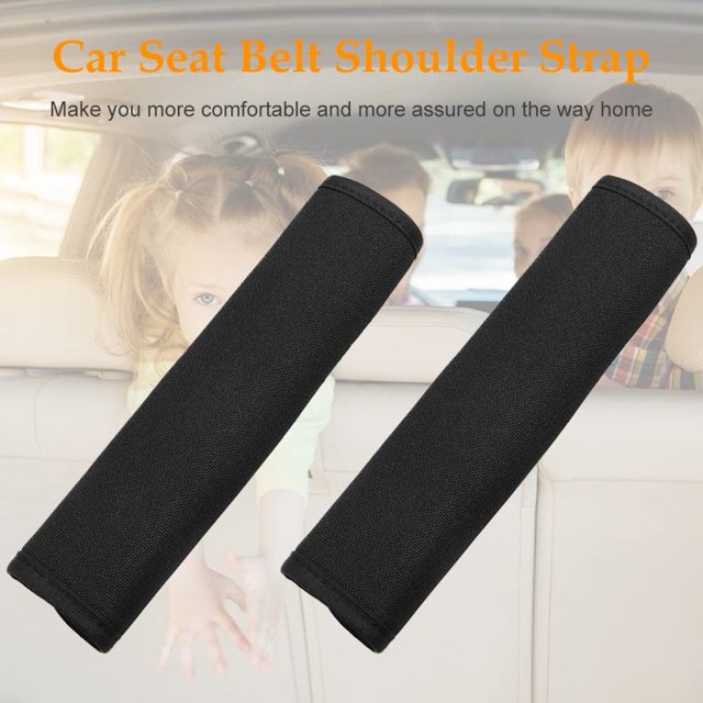 2 piezas de artículos de automóvil negros, funda para el hombro del cinturón de seguridad, seda de hielo suave, tela suave minimalista, hombreras suaves y cómodas, instalación conveniente