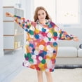 thumbnail image 5 of FORMRS Wearable Blanket Hoodie with Sleeves for Kids Cozy Flannel Sweatshirt, White Colorful Circles, 5 of 7
