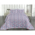 thumbnail image 2 of Ambesonne Flamingo Quilted Bedspread Set 3 Pcs, Tropical Palm Tree Leaves, Queen, Pale Pink and Lavender, 2 of 4