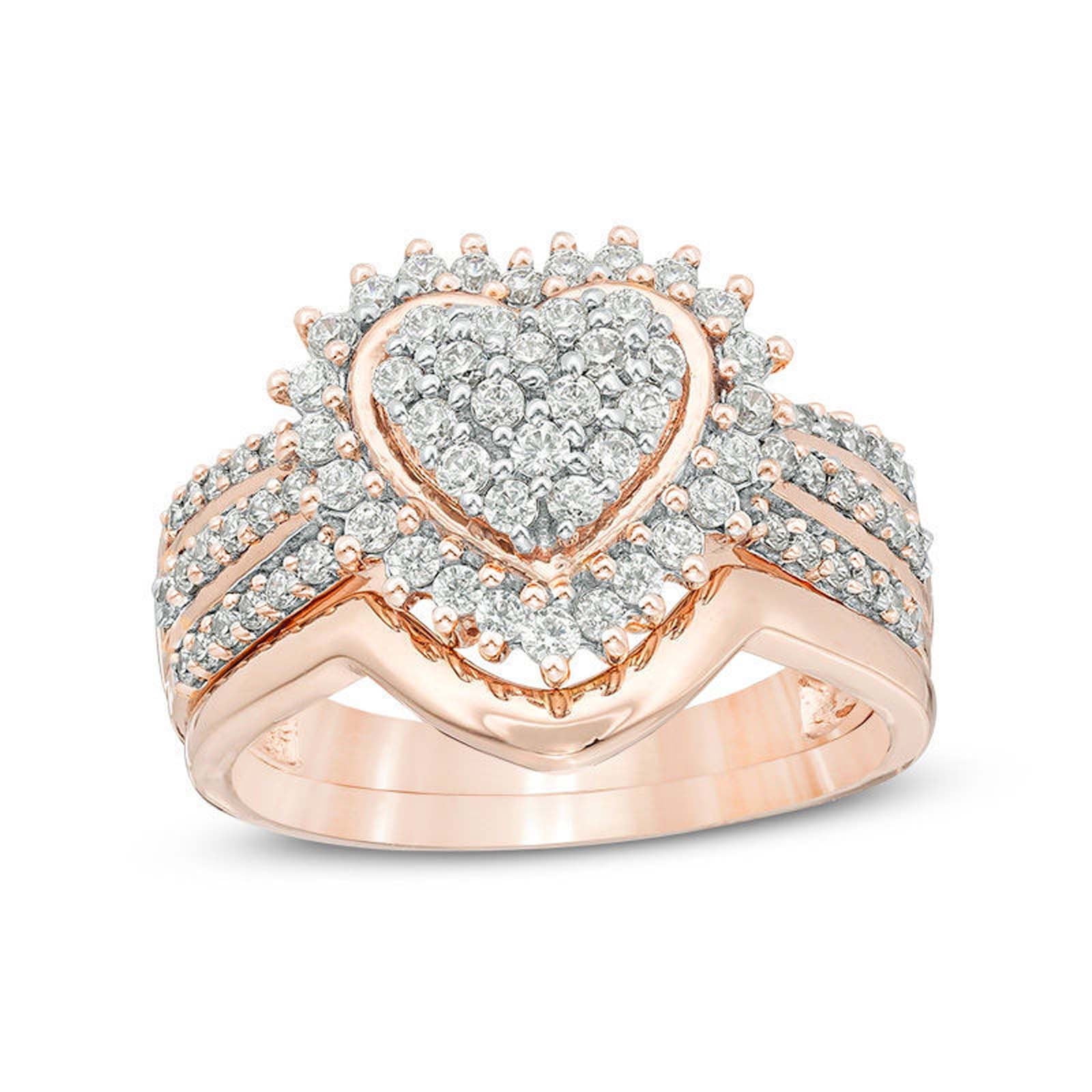1PC Womens Ring 2-in-1 Set Detachable Shiny Diamond Ring Luxury Women Jewelry Set Engagement Wedding Rings Inlaid Zircon Ring 