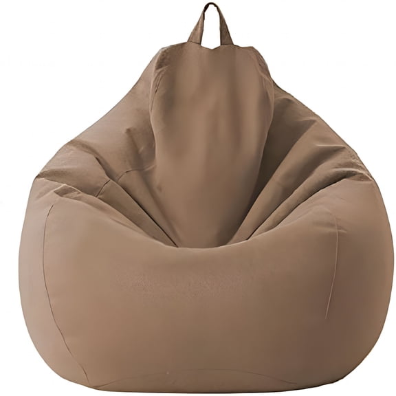 XIBUFE Large Small Lazy Sofas Cover Chairs Without Filler Linen Cloth Lounger Seat Bean Bag Pouf Puff Couch Tatami Living Room Beanbags (BROWN,70x80cm)