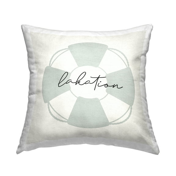 Stupell Industries Lakation Life Buoy Decorative Printed Throw Pillow, 18 x 18
