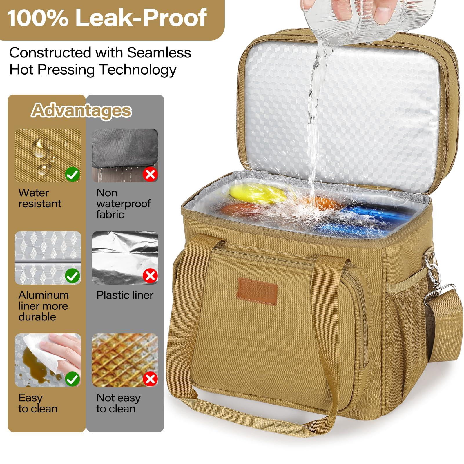 Expandable Large Lunch Box  Insulated Heavy Duty Bag Waterproof Leakproof Durable Cooler For Men Women Adults Work Construction Camping Trip 16l Brown