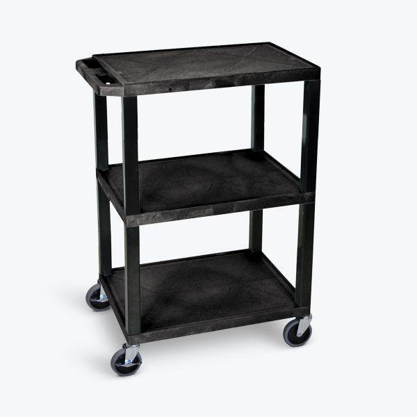 Luxor 300 lb. 24" x 18"" 3Shelf Black Utility Cart