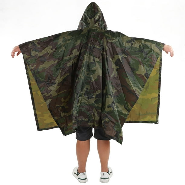 Octpeak Military Style Rain Poncho Rain Cape Multifunction Rain Poncho Outdoor Rain Poncho New Waterproof Army Hooded Ripstop Hunting Camping Hiking M