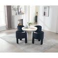 thumbnail image 2 of Guyou Modern Boucle Dining Chairs Set of 4, Barrel Velvet Side Chair with Curved Backrest and Arms, Comfy Dressing Vanity Chairs, Upholstered Kitchen Chairs for Living Room Bedroom Dining Room, Black, 2 of 7