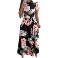 thumbnail image 2 of LYMAYTER Robe Fleurie Femme Mode Imprimée Robe d'Été Manches Courtes Décontractée pour Femmes, 2 of 8