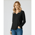 thumbnail image 2 of Real Essentials 4 Pack: Women’s Cotton Long Sleeve V-Neck T-Shirts – Soft Casual Lounge Tee Tops (Available in Plus), 2 of 4