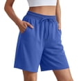 thumbnail image 2 of Resicozy Womens Athletic Sweat Shorts Soft Drawstring High Waisted Active Short Comfy Casual Plain Lounge Shorts with Pockets Blue XL, 2 of 7