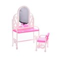 thumbnail image 2 of Workhe Coiffeuse Maquillage Bureau Table Poupée Jouet Chaise Commode Table de Toilette Mobilier Décor, 2 of 7