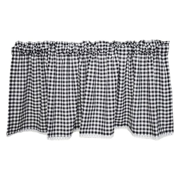 Cortina de media luna rústica para ventana, duradera, para dormitorio, con privacidad y protección solar Negro 130x41cm
