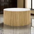 thumbnail image 6 of Benjara Cid Jolie 32" Coffee Table- White Marble Top- Brown Mango Drum Base, 6 of 6