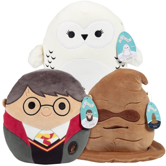 Squishmallows 10" Harry Potter Collection 3 Pack - Featuring Harry Potter, Hedwig the Owl, and The Sorting Hat! - Officially Licensed 2026 Jazwares Big Plush - Great Gift for Kids, Girls & Boys